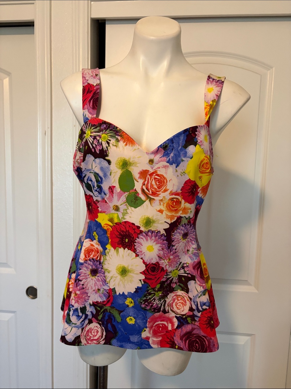 Guess Floral Sweetheart Peplum Top - Multicolor